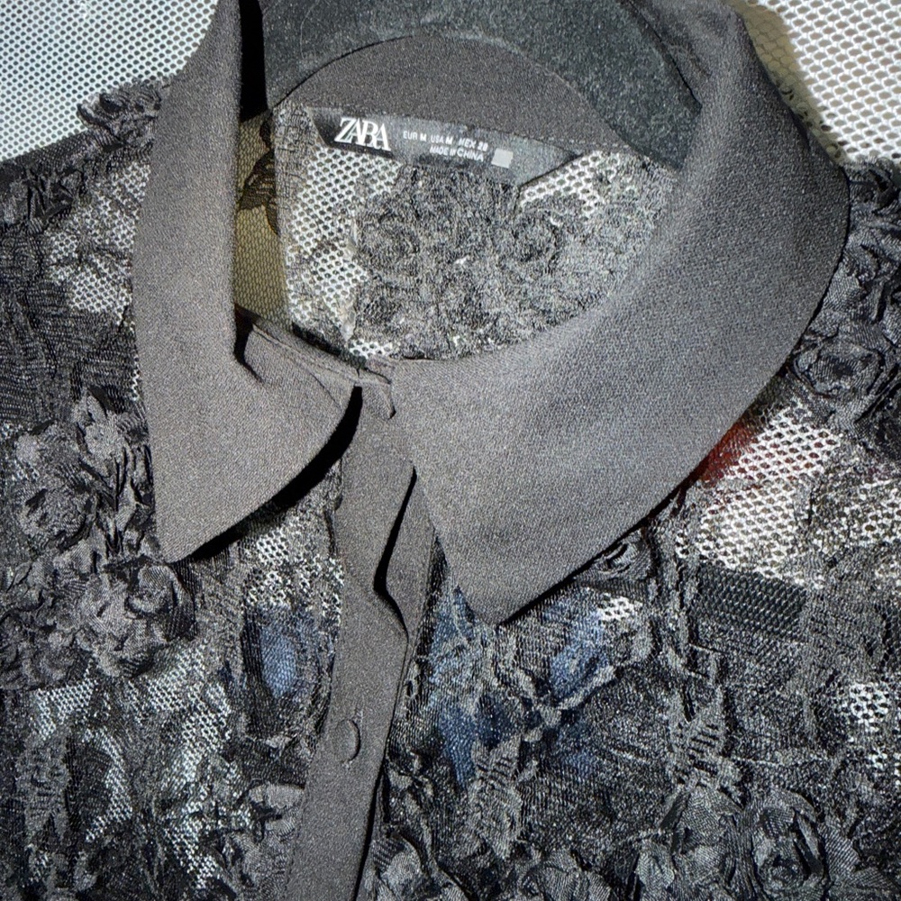 Zara Black Floral Lace Blouse